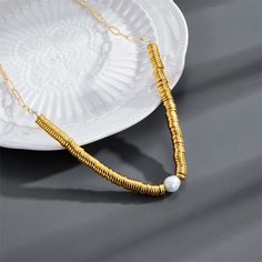 Fashion Geometric Imitation Pearl Alloy Necklace Beaded Copper Necklaces